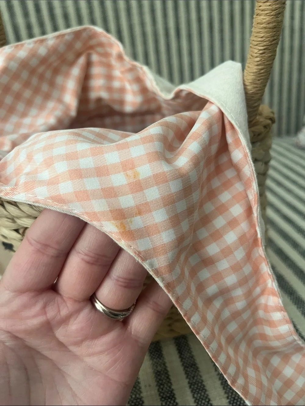 Meri Meri Pink Gingham Bunny Basket
